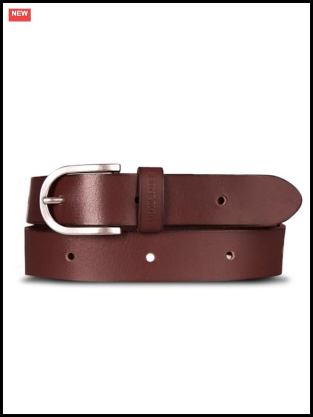 Genuine Leather Casual Belt with Metal Buckle - Women's
